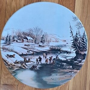Vintage Deluxe Fruit Cake Metal Tin Collin Street Bakery Winter Sledding 10.5"